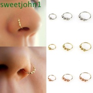 SWEETJOHN Nose Ring Fashion Retro Nostril Hoop Eyebrow Cartilage Helix Hoop Stud Round Beads
