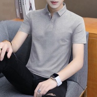 Solid Color Polo Shirt Summer Ice Silk Short-sleeved T-shirt Men's Lapel Business Polo Shirt Casual Top