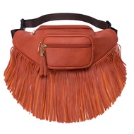 Solene Fringe Waist bag for women with Multi Zipper Pockets