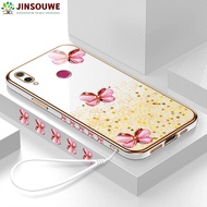 Jinsouwe เคสมือถือสำหรับ Huawei Y9 2019 Y92019เคสมือถือสำหรับการ์ตูนเด็กหญิงเด็กชายกรอบแบบบางลายผีเสื้อ