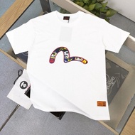 Evisu/Fushen 2026 Classic Round Neck Short-Sleeved T-Shirt Men Women Style Contrast Color Round Neck