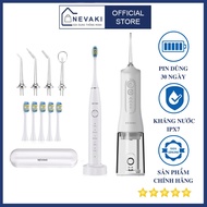 Combo bàn chải đánh răng điện NEVAKI X600 và máy tăm nước NEVAKI L06 làm sạch răng miệng chuyên nghi