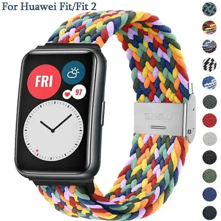 Braided Nylon Strap for Huawei Watch Fit 2 Band Woven WatchBand Adjustable Replacement Wristband for Huawei Watch Fit Bands