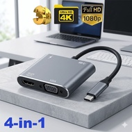 4 in 1 Type C Digital AV Adapter VGA 4K HD USB PD Charger for Notebook Projector Audio Pro Max