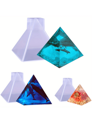 Set de 3 moldes de silicona de resina de pirámide de alta transparencia: moldes de 1 pulgada / 2 pulgadas / 3 pulgadas, moldes de resina de silicona en forma de pirámide, molde transparente de silicona de pirámide para fabricación de joyas, moldes de resina brillantina, para hacer pirámides de orgonita de chakra DIY