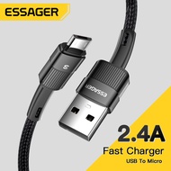 Essager Micro USB Cable 2.4A Fast Charger Wire For Samsung Xiaomi Redmi Oneplus Android Mobile Cell Phones Charging Data Cord 3M