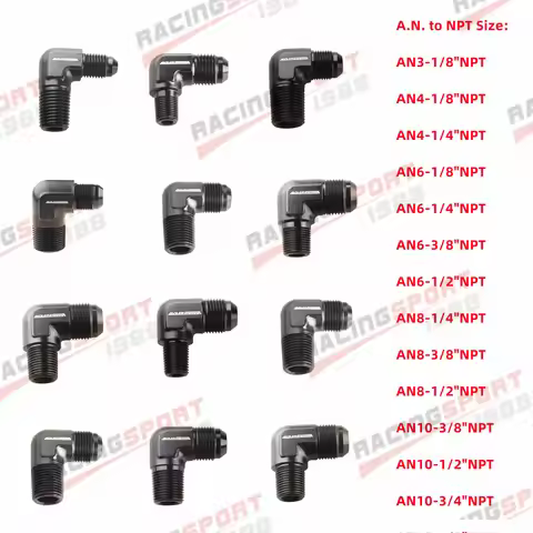 AN3 AN4 AN6 AN8 AN10 AN12 Male Flare To 1/8" 1/4" 3/8" NPT Adapter 90 Degree Tube Hose Fitting