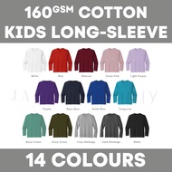 [14 Colours] Kids Cotton Plain Long Sleeve T-shirt - Baju Kosong Lengan Panjang Budak Kanak-kanak - 