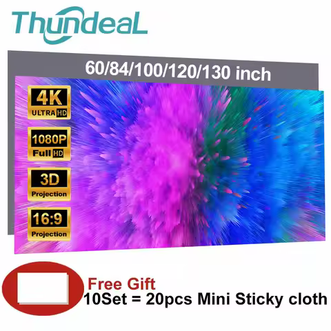High Brightness Reflective Projector Screen 60 100 120 130 inch 16:9 Fabric Cloth Projection Screen 