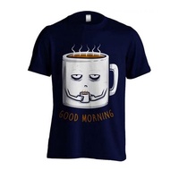 Distro Top T-Shirt Morning Coffee C001 Navy Dark Coffee Timebiru XS - 6XL