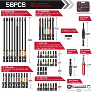 58Pcs Screwdriver Set with 53Pcs Bits, 1/4' Socket Adapter, Impact Extension & Tool Box