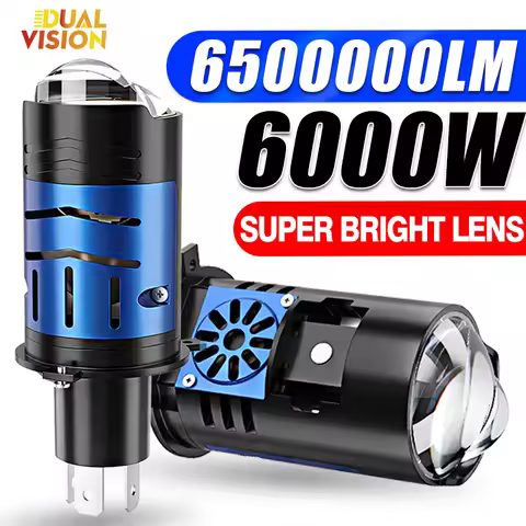 Dualvision Projector H4 Lens LED Car Headlight Bulb CANBUS 650000LM 6000W Turbo Auto Bulb H4 High Lo