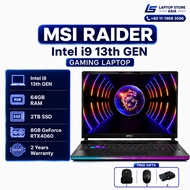 MSI Raider Gaming Laptop i9 13th Gen 16" 64GB RAM DDR5 2TB SSD M.2 36GB + 8GB Nvidia Geforce RTX4060