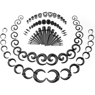 Ear Stretching Kit 84 PCS Spiral Taper Gauges Heart Tunnels Plugs Acrylic Expander Sets14G-00G Body 