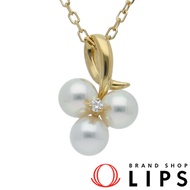 Mikimoto珍珠鑽石項鍊，珍珠：約4.0毫米（珍珠頭尺寸：1.5公分（高）x 1.0公分（寬）x 0.6公分（厚），鍊長：40公分），18K黃金，拋光，成色極佳 [二手]