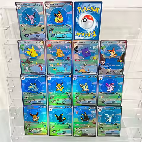 BUBBLE Series 14pcs EX Set(Eeveelutions, Gengar, Dragonite, Victini)Holographic Foil DIY Anime Colle