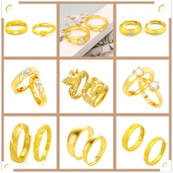 Goldkingdom Fashion Jewelry Accessories 18K Saudi Gold Plated Korean Bangkok Love Adjustable Cincin Emas Couple Men's and Women's Wedding Engagemen Rings