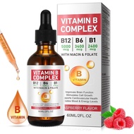 Vitamin B Complex Liquid, Vegan Vitamin B12 Liquid Drops | B12 Methylcobalamin | B1 Thiamine | B6 Py