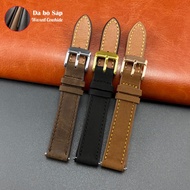 (Black/Dark Brown/Cow Yellow) handmade waxed cowhide watch strap in many sizes 16 17 18 19 20 21 mm 