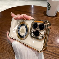 SHUXIE | เคสใสป้องกันแรงกระแทกพร้อมแม่เหล็กสำหรับ iPhone 16 Pro Max 15 Pro 14 Pro 13 12 11