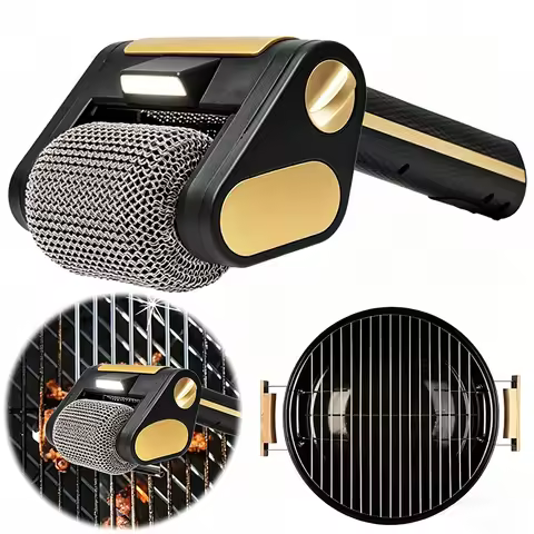Rechargeable Electric Stainless Steel Roller Grill Cleaner Brush - Barbecue Cleaning Scrub Brush for