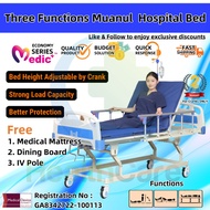 MEDICS Manual Hospital Bed 3 Function with Mattress - Katil Hospital Adjustable Murah, Medical Bed, Nursing Bed