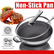 32-36cm Kuali non stick wok non stick pan kuali honeycomb original honeycomb wok kuali stainless ste