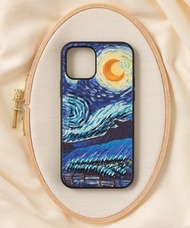 立體刺繡手機殼 iPhone 12/12pro PBAT PU合成皮革 梵谷x星夜