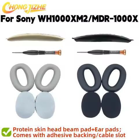 CHONGJIZHE Replacement Protein skin head beam pad and memory sponge ear pad For Sony WH1000XM2/MDR-1