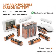 AA Battery 1.5V Disposable Carbon Battery, 10-100PCS Optional, Leak-Proof for LED Lights/Wireless