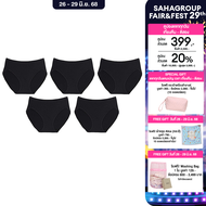 Wacoal Panty กางเกงในรูปทรง BIKINI แบบเรียบ 1 เซ็ท 5 ชิ้น (ดำ/BL) - WU1F34