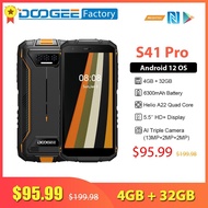 Doogee S41 Pro สมาร์ทโฟนที่แข็งแรง4GB 32GB 6300MAh 5.5นิ้วกล้องโทรศัพท์มือถือ13MP AI Triple แอนดรอยด์12 NFC 4G