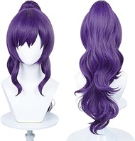 Purple Ponytail Wig for Mafuyu Asahina Cosplay, Long Wavy Anime Wig for Women Halloween Costume Part