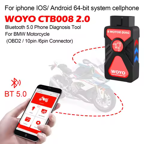 WOYO CTB008 2.0 For BMW Motorcycle Bluetooth 5.0 Phone OBD2 Diagnostic Scanner, For BMW R1300 R1250 