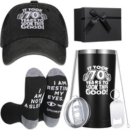 EBOOT 5 Pcs 50/60/70/80th Birthday Gifts for Men, Include Birthday Baseball Cap Coffee Tumbler Cup S