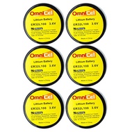 6x OmniCel ER32L100 3.6V 1.7Ah Size 1/6D Lithium Battery Nickel Pin For Smart Munitions, Intrusion S