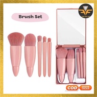 FF Makeup Brush Set Portable Makeup Brush Plus Cermin Brush/ 5 IN 1Cermin Makeup Brush/ Cermin