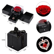 In Stock Luxury Light Luxury Valentine's Day Crystal Necklace Heart Design Pink Zircon Pendant Dress