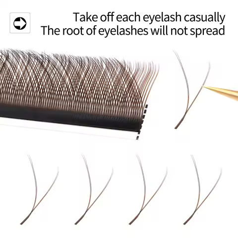 XIUSUZAKI Brown YY Lashes Extensions Natural Premade Fans Eyelashes Extensions Soft Light Brown 2D Y