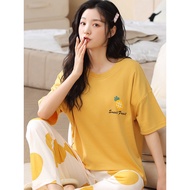baju perempuan 1 set baju tidur perempuan Piyama musim panas, seluar lengan pendek wanita, kartun co