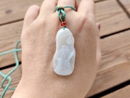 【親翠】冰晴虛空藏菩薩吊墜・牛虎守護・天然翡翠項鍊・JA-00081