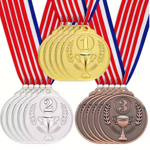 15Pcs Winner Medals Golden Silver Bronze Award 1st 2nd 3rd Prizes for Competitions School Soccer Spo