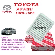 AIR FILTER TOYOTA VIOS NCP93 ALTIS ZZE142 ZRE142 ZRE172 WISH ZGE20 YARIS NCP91 HARRIER ZSU60 (17801-21050)