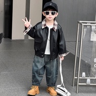 New autumn boys' leatherJacket, fashion children's jacket, spring and fall boys' baseball jacket