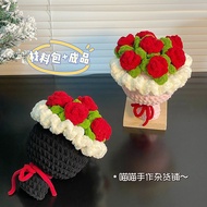 Ins Rose Crochet Boquet Finished Holding Flowers Colorful Flower Bouquet Women's Day Gift