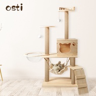 Osti Solid Wood Cat Tree with Hammock &amp; Space Capsule Kitty Activity Center