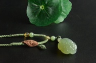 【雅蓮】天然岫玉天青凍蓮蓬吊墜項鏈