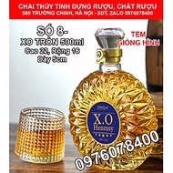 Combo 2 chai Thủy Tinh đựng rượu loại XO 500ML - Chai thủy tinh 500ml, bình thủy tinh 500ml pha lê trong suốt