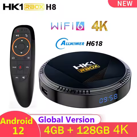 Android 12.0 HK1 RBOX H8 Set Top Box 3D 6K 4K Allwinner H618 Quad Core TV BOX BT5.0 Wifi6 Media Play