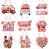 Love Heart Signs Pendants - Valentines Day Theme Door Hanger - Flower Car Printed Hanging Oranments - For Wedding Party Wall Home Room - Multi-style DIY Decoration Supplies